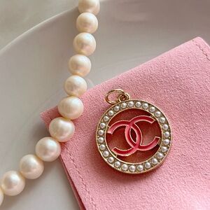 Chanel Gold and Pink Pearl Charm